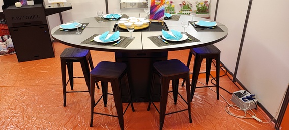 Barbecue Table Ovale dessus inox brossé
